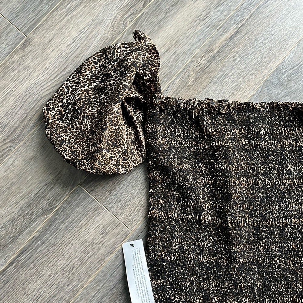 NWT Topshop Cheetah Print Rouched Dress - Picture 2 of 7